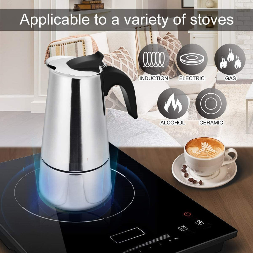 Stainless Steel Stovetop Mocha/Moka Coffee Maker - 6 Cups/300ml