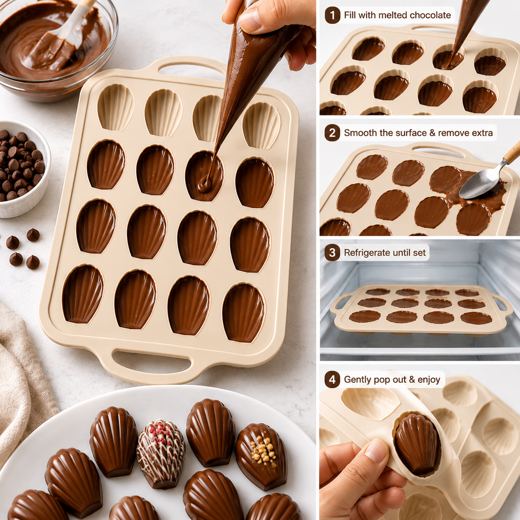 16 Cavity Shell Shaped Silicone Chocolate Mold