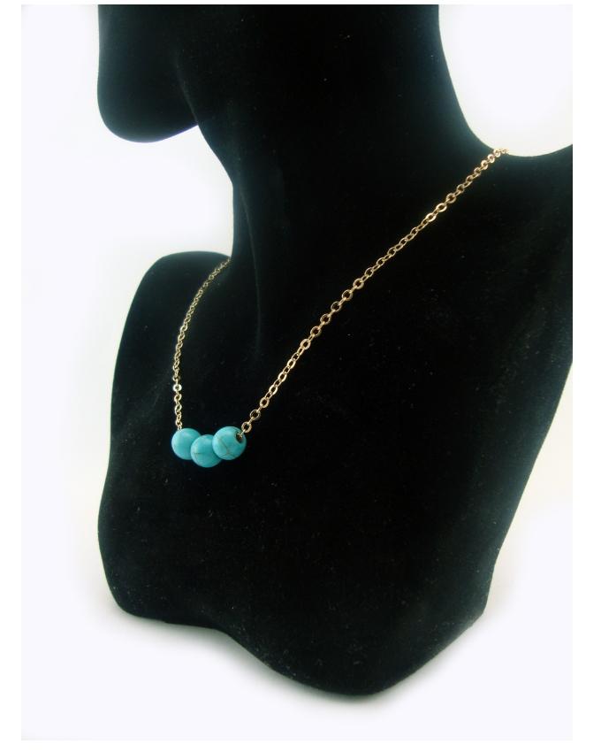 Natural Turquoise Bead Retro Necklace - For Women