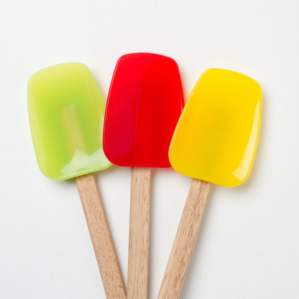 Wooden Handle Mini Silicone Spoonula/Spatula Spoon - Random Color