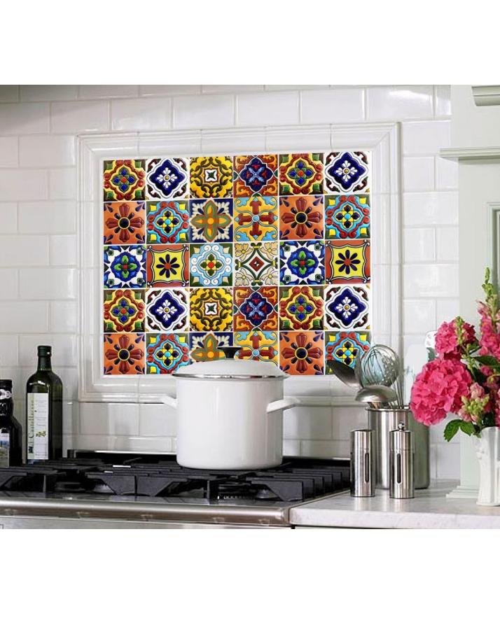 Pack of 48 - 3D Embossed Truck Art Themed Tile Stickers for Living Room, Kitchen and Bathroom - 6x6 Inches each