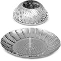Premium Stainless Steel Folding Collapsible Rust Free Adjustable Kitchen Vegetable Steamer Basket - 23 cm, Foldable Steamer, Adjustable Steamer