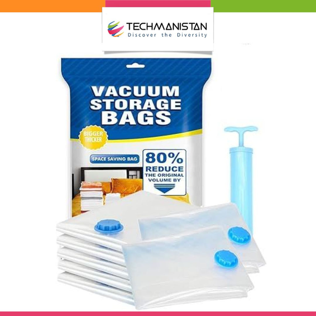 Set of 5 Vacuum Storage Bags for Clothes, Duvets, Pillows, and Bedding Space Saver
