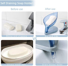 Random Color Leaf Shape Self Draining Plastic Soap Holder Self Adhesive Soap Dish Soap Case Drainage Soap Base for Shower Bathroom Kitchen