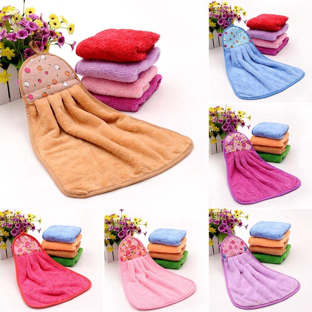Pack of 3 - Soft Absorbent Thick Microfiber Hanging Bathroom Hand Towel Cloth Drying Pad Face Towel