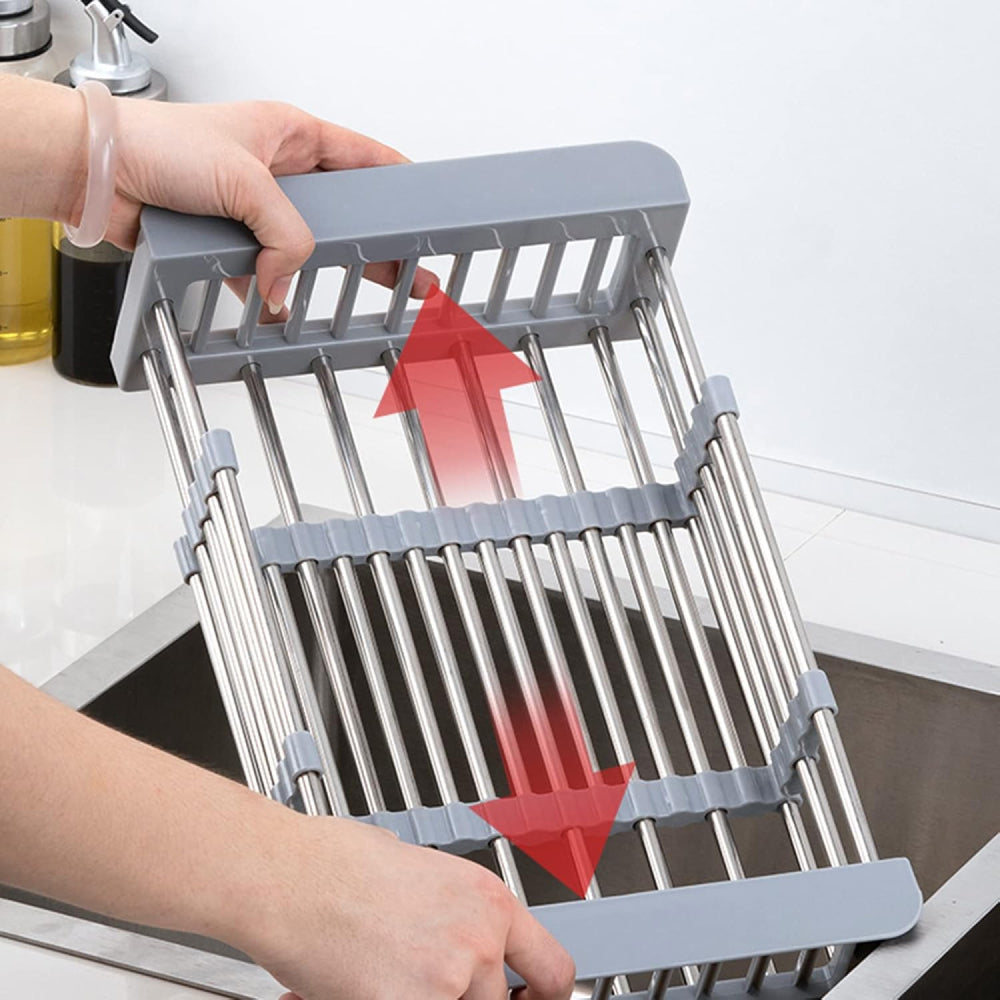 Retractable Stainless Steel Dish Drainer – Adjustable Over Sink Drying Rack