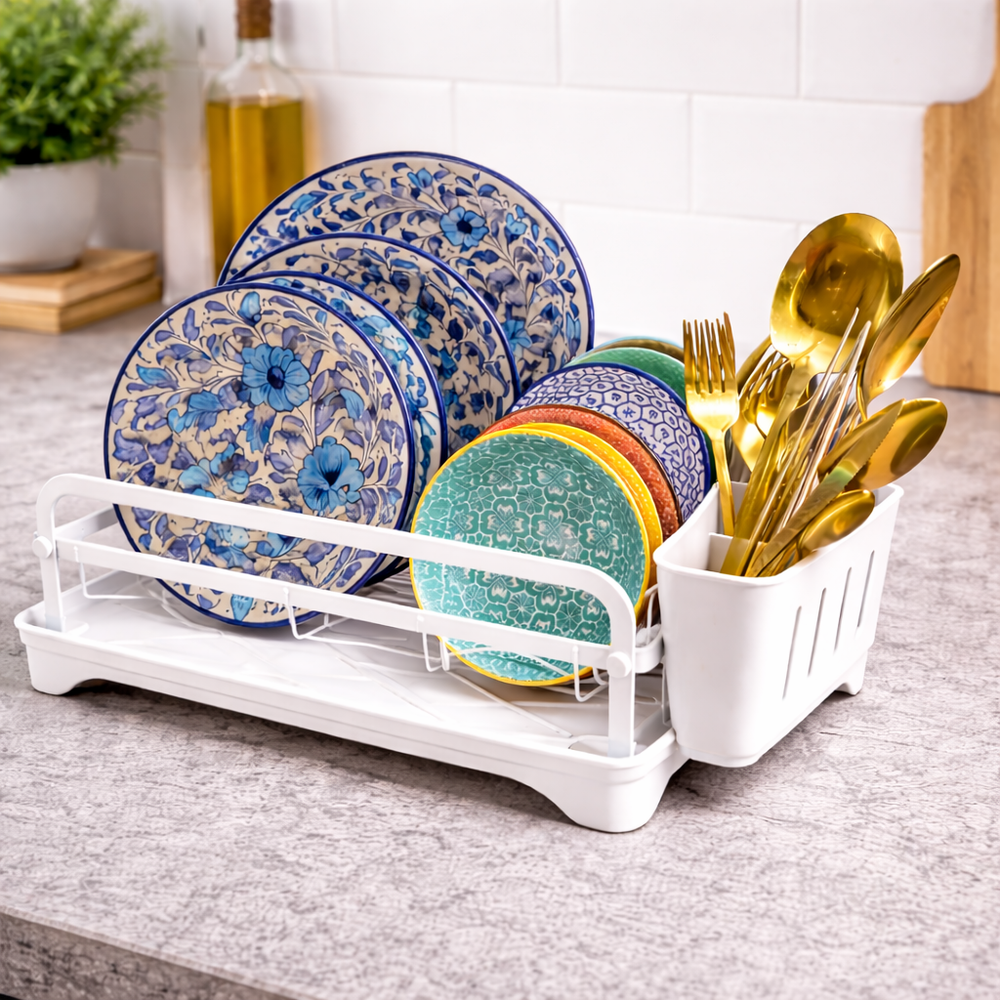 Dish Drying Rack with Cutlery Holder (Countertop Dish Organizer)