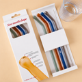 Set of 4 Mouth-Shape Reusable Glass Straws with Cleaning Brush