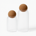 Set of 2 - Clear Glass Jar with Cork Ball Lid – Airtight Multipurpose Storage Canister