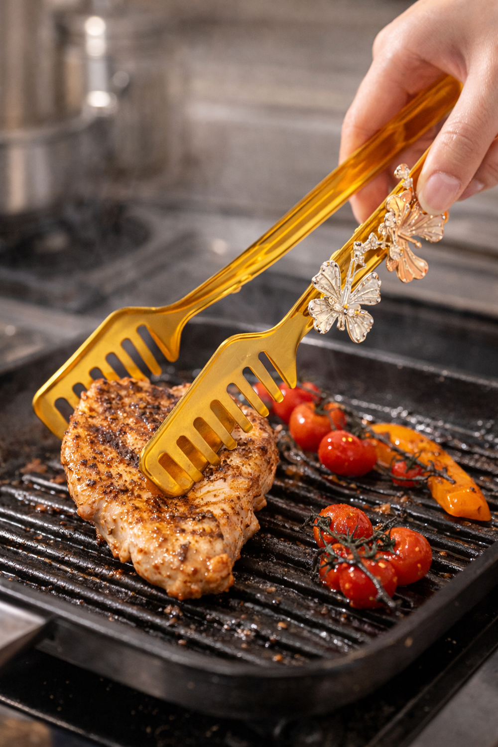 Stainless Steel Luxury Food Serving Golden Tong, Spaghetti Tong
