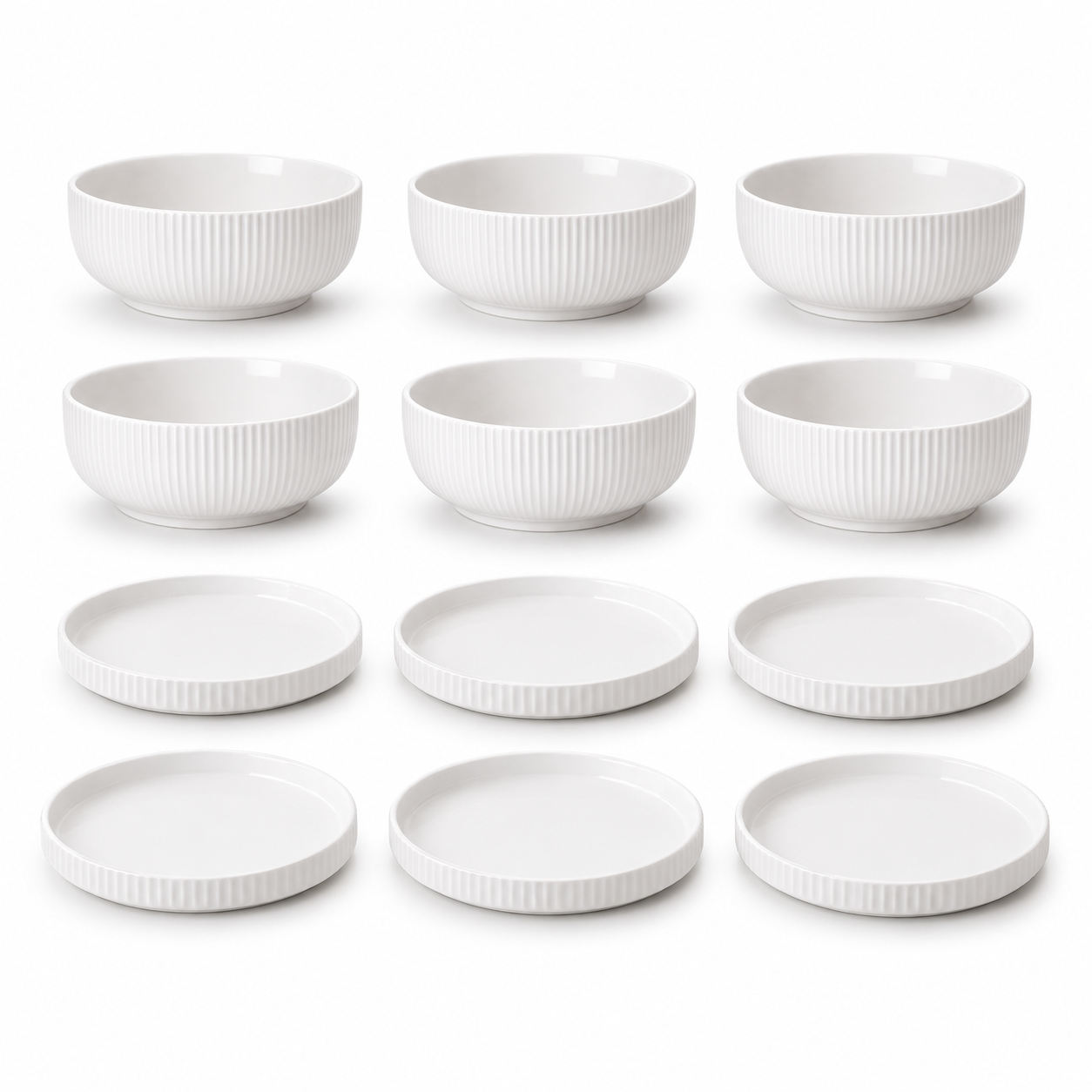 White Ceramic Plate & Bowl Set – 6 & 12 Piece