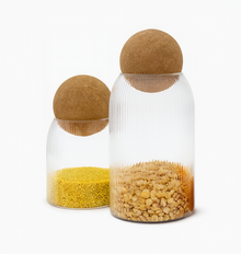 Set of 2 - Clear Glass Jar with Cork Ball Lid – Airtight Multipurpose Storage Canister