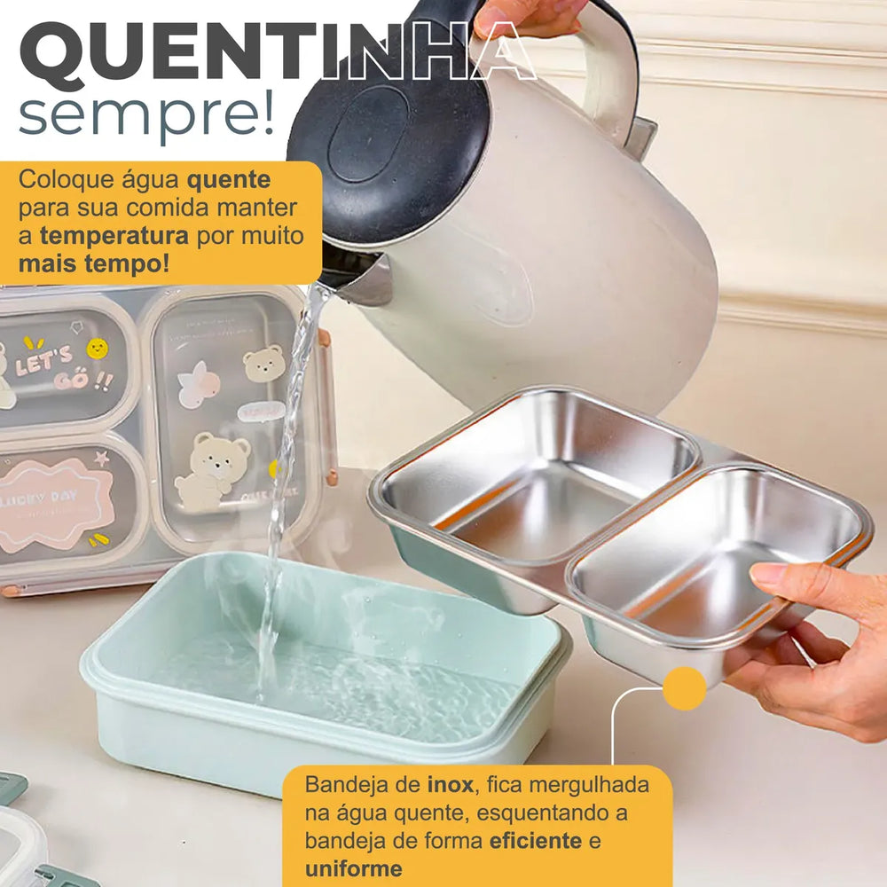 2 Compartment Insulated Lunch Box with Lid