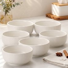 Large Ribbed Serving Bowl - 6 Inch White