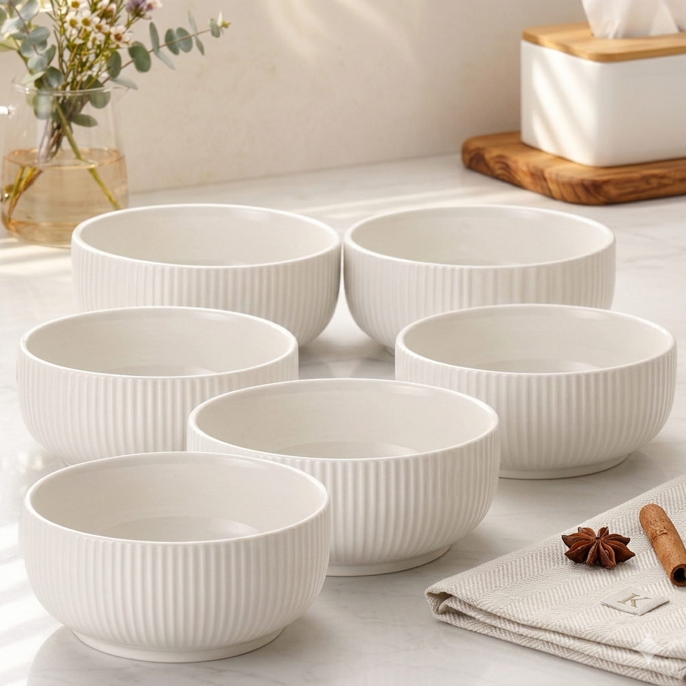 White Ceramic Plate & Bowl Set – 6 & 12 Piece