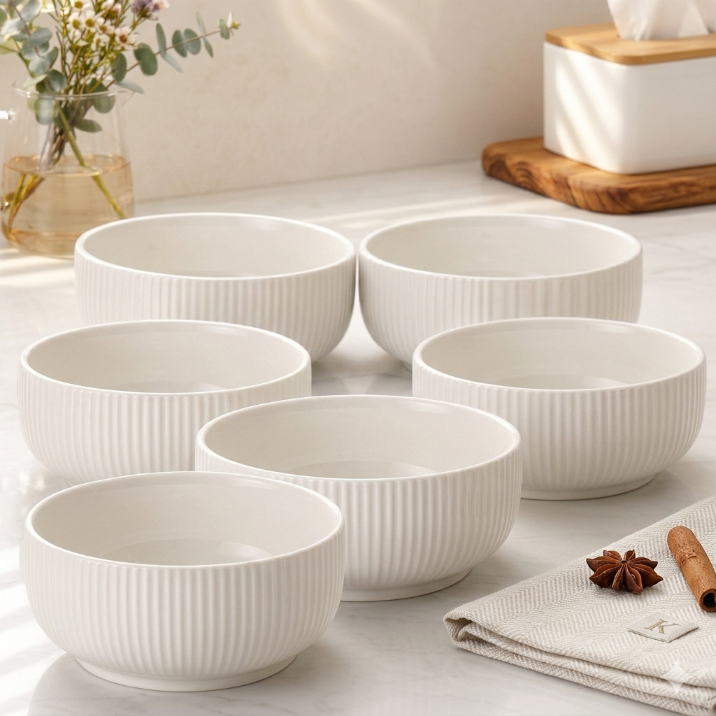 White Ceramic Plate & Bowl Set – 6 & 12 Piece