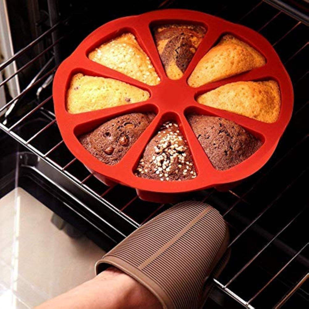 8 Cavity Triangular Shaped Silicone Cake Mold | Pizza Slice Shape Mold