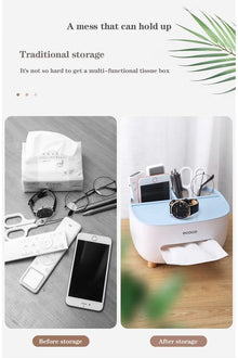 Multifunctional Tissue Box Holder & Remote Organizer
