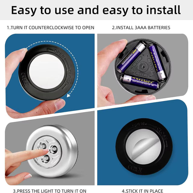 3 LED Cabinet Push Light – Battery Operated