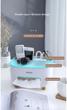 Multifunctional Tissue Box Holder & Remote Organizer