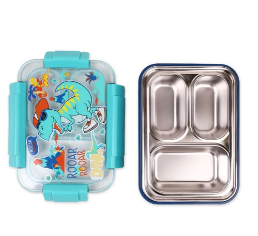 Random Cartoon Themed 3 Compartment Insulated Lunch Box