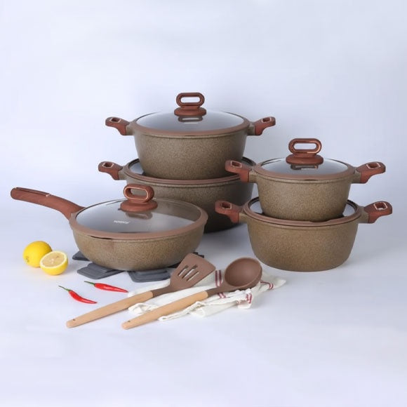 Set of 15 - Aluminium Alloy Non-Stick Cookware Set