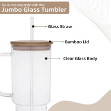900ml Glass Tumbler with Bamboo Lid & Straw