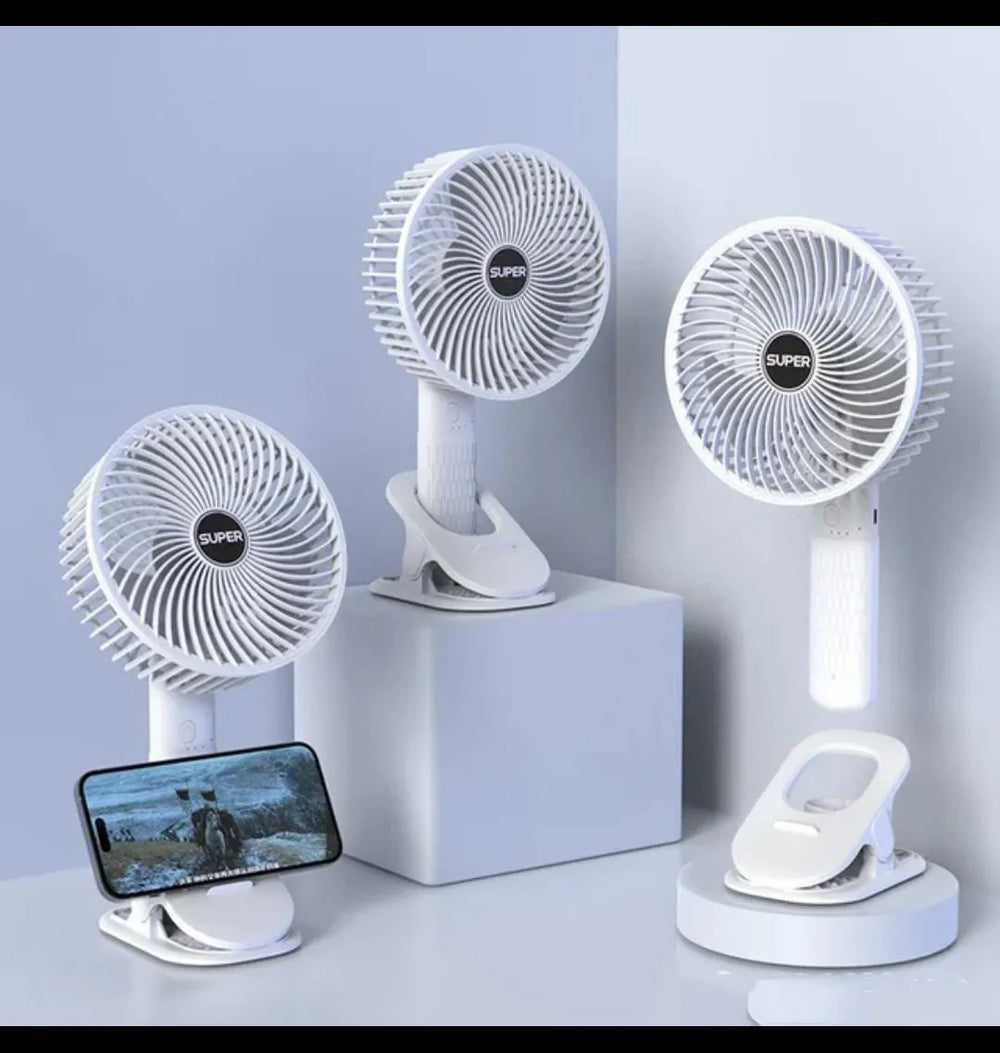Handheld Clipped Portable 3 Gears Rechargeable Desktop Fan