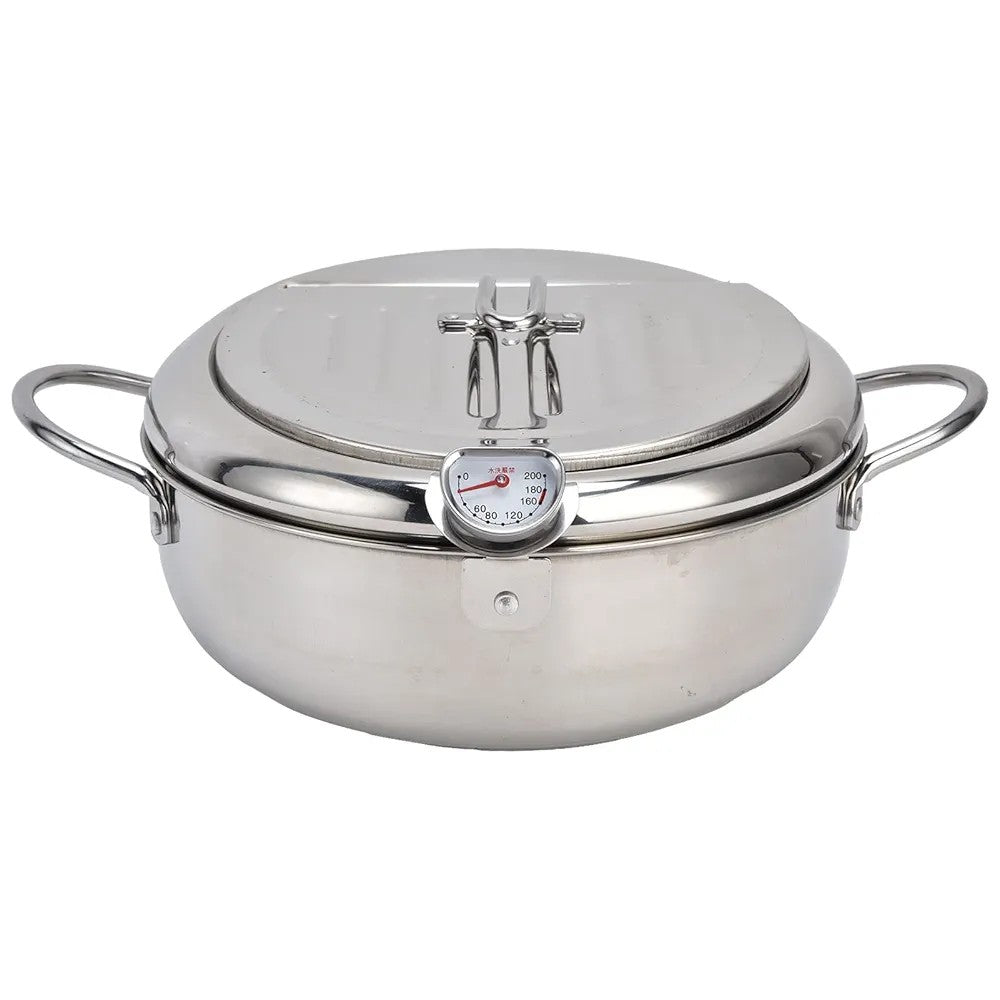 Stainless Steel Deep Fryer Pot with Thermometer