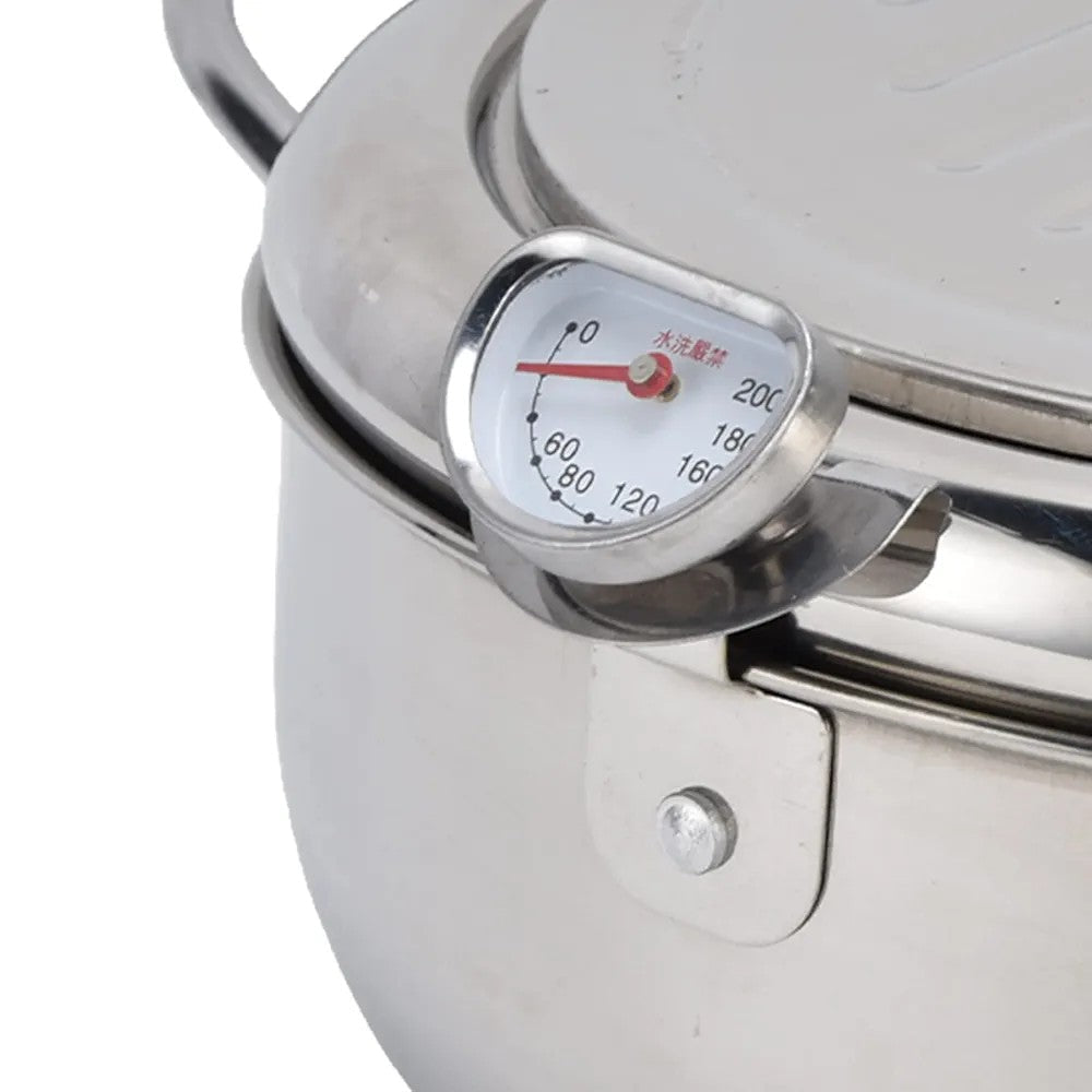 Stainless Steel Deep Fryer Pot with Thermometer