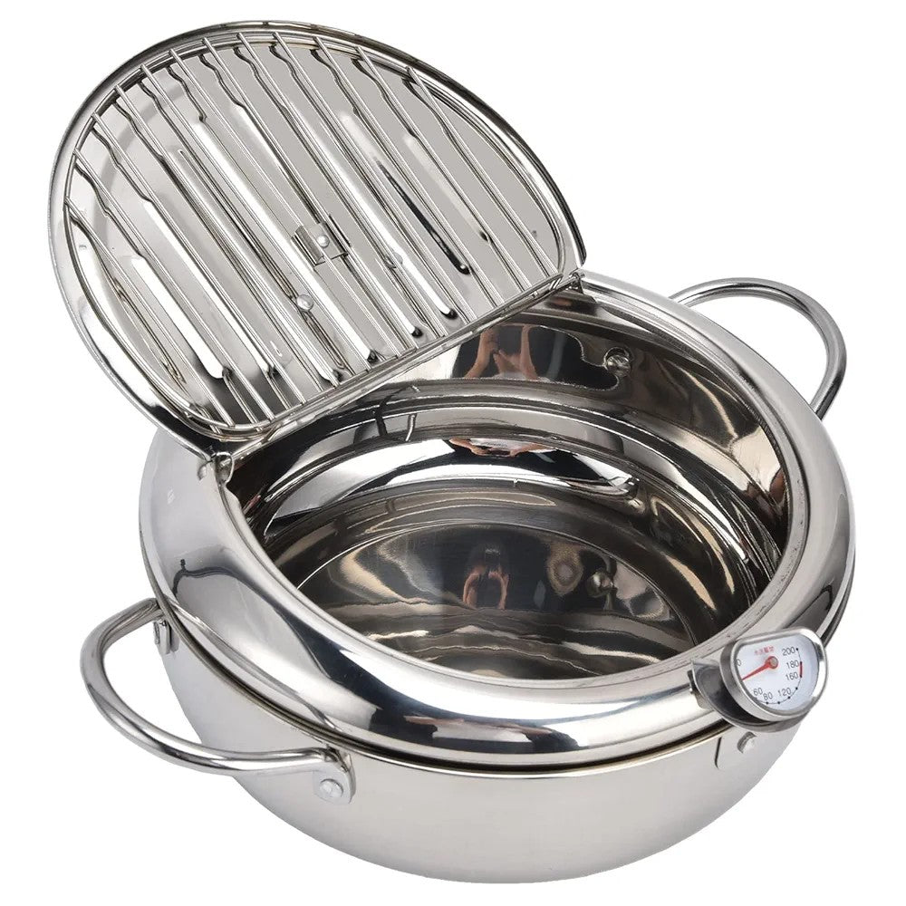 Stainless Steel Deep Fryer Pot with Thermometer