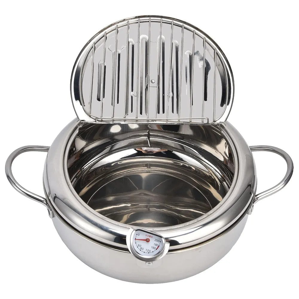 Stainless Steel Deep Fryer Pot with Thermometer