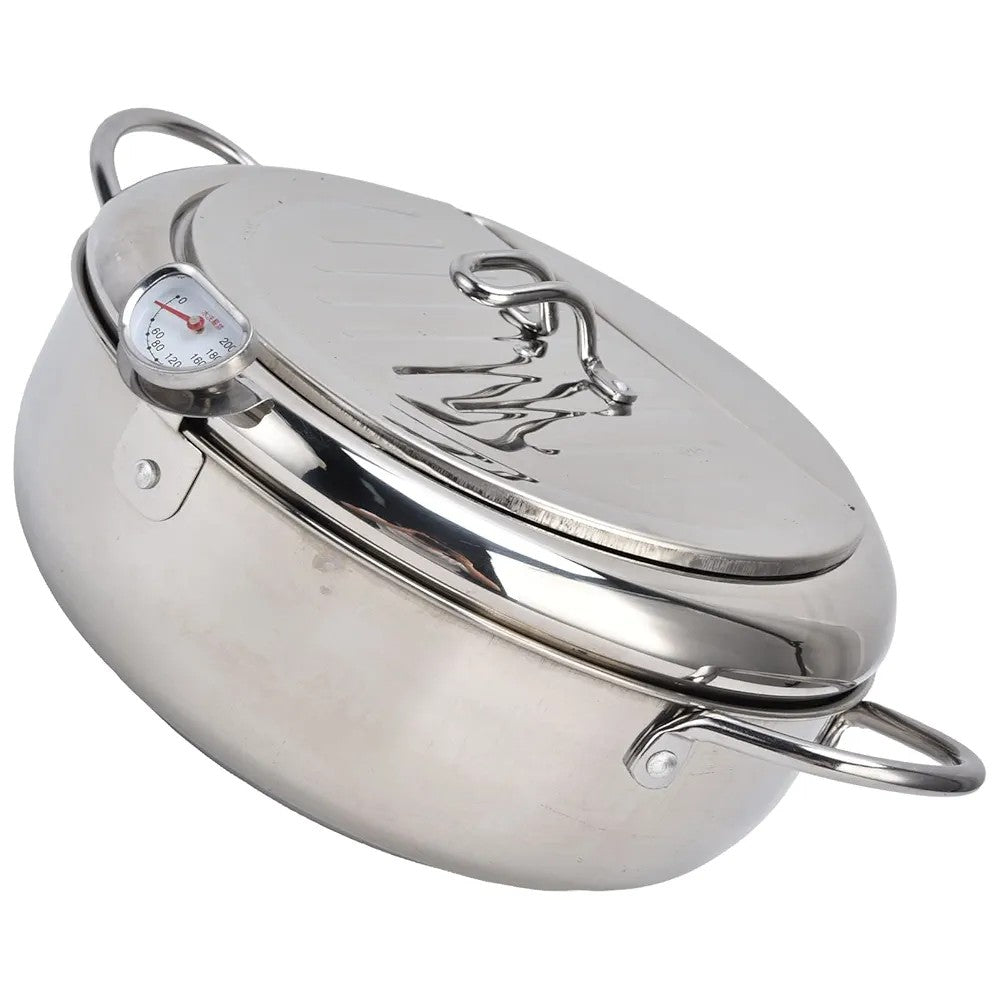 Stainless Steel Deep Fryer Pot with Thermometer