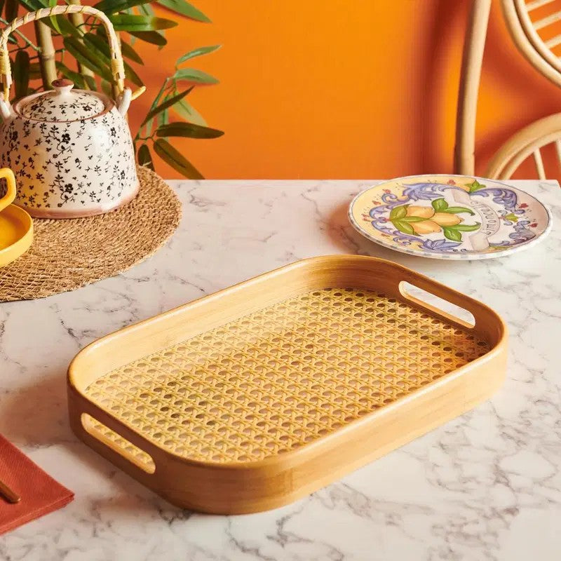 Set of 3 - Bamboo Serving Trays with handles
