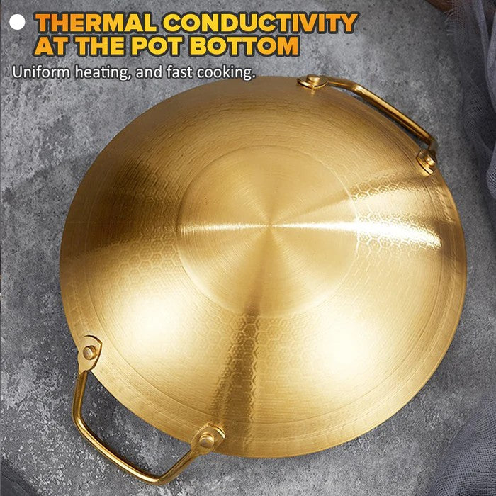 Golden Honeycomb Laser Coated Wok with Handles
