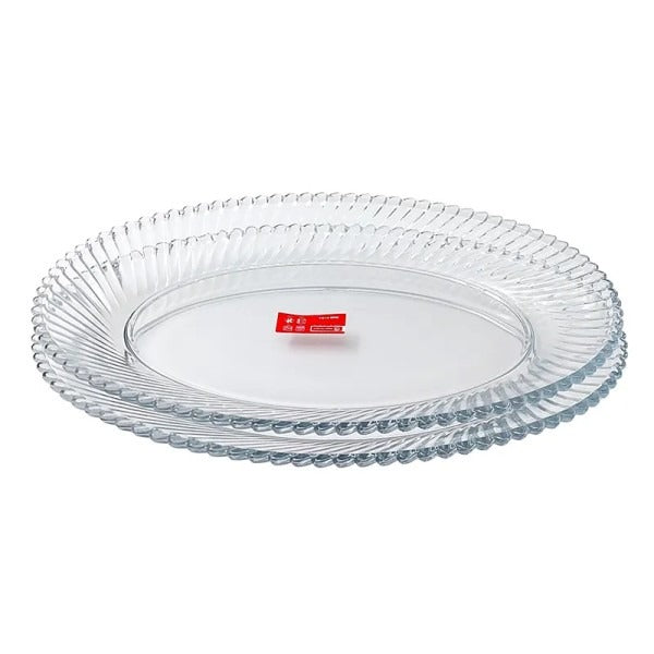 Set of 6 Diamond Rice Plates Clear Glass Roti Plates