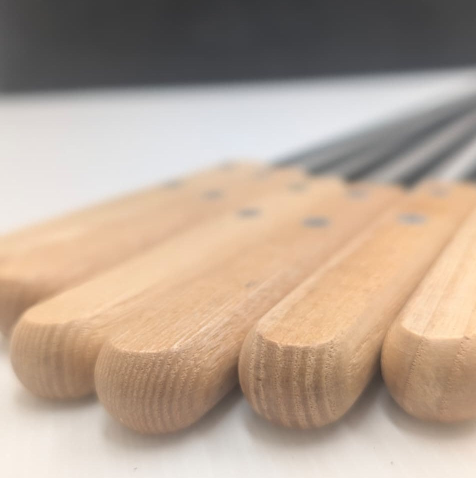 Premium Stainless Steel BBQ Skewers with Wooden Handle – Seekh Kabab Rods (3 & 6 Piece Set)