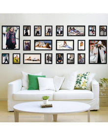 Set of 20 - Photo Frames Collage Wall Hanging Wall Decor Set - Black