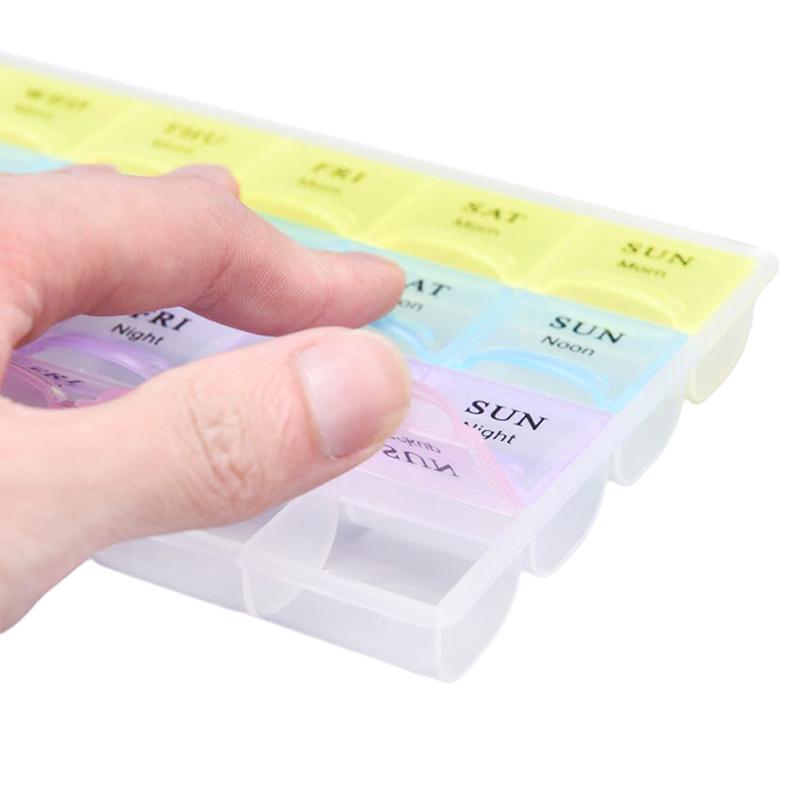 Weekly 7 Days Portable Pill Tablet Medicine Storage Organizer Box Manager, 28 Grids Morning, Noon & Night Weekly Planner For Medicine, Pill Box, 28 Slot 7 Days Weekly Tablet Pill Medicine Box