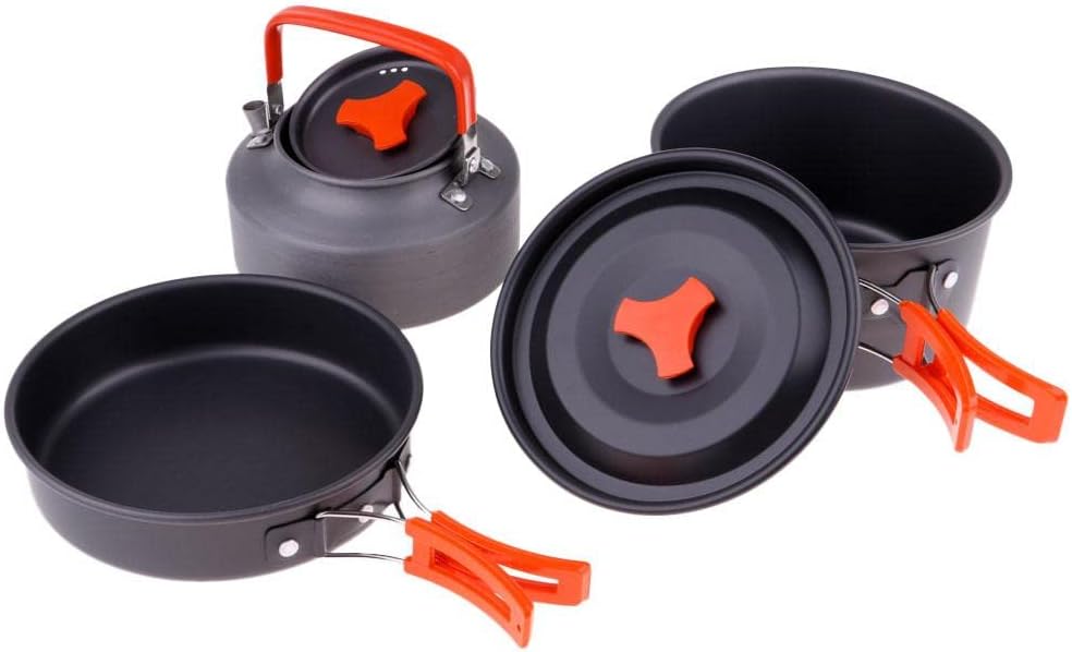 3Pcs Non Stick Pot Pan Camping Cookware Set