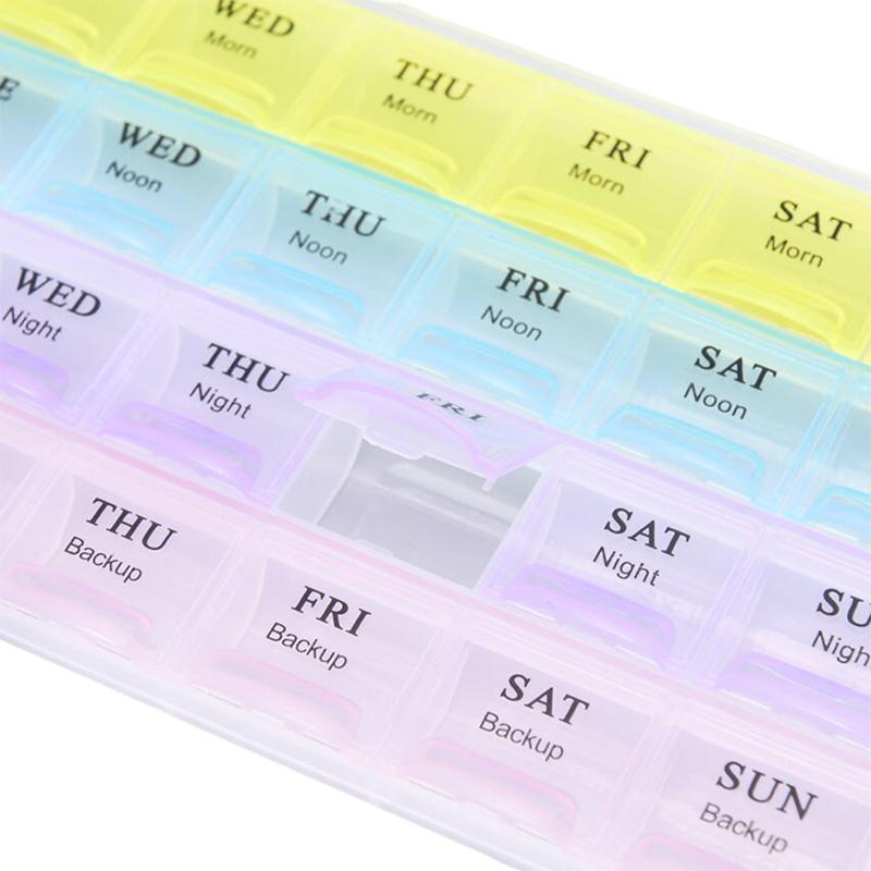 Weekly 7 Days Portable Pill Tablet Medicine Storage Organizer Box Manager, 28 Grids Morning, Noon & Night Weekly Planner For Medicine, Pill Box, 28 Slot 7 Days Weekly Tablet Pill Medicine Box