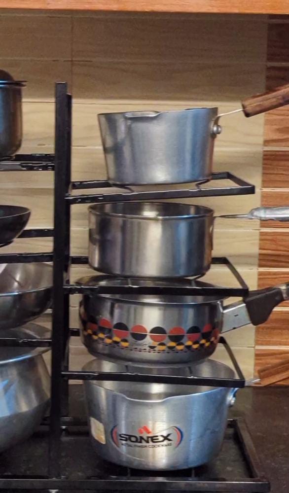 Adjustable 8-Shelf Pot Stand Rack | Space-Saving Kitchen Organizer for Cookware