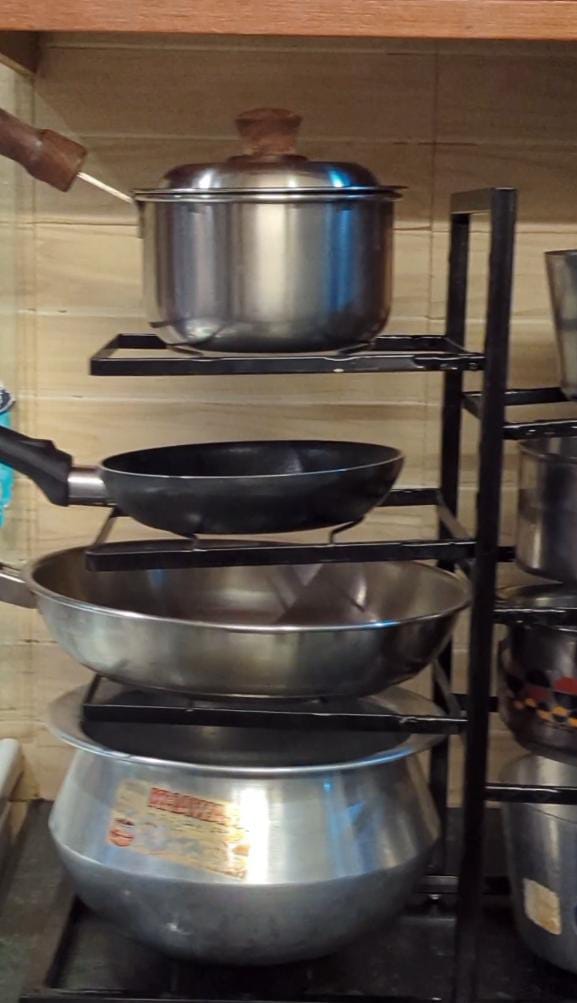 Adjustable 8-Shelf Pot Stand Rack | Space-Saving Kitchen Organizer for Cookware