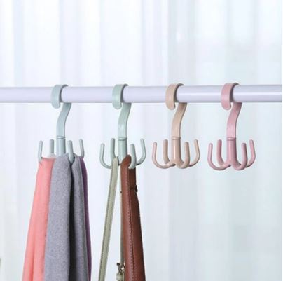Random Color - 360° Rotating 4 Hooks Hanger, Multipurposed Hanger With 4 Claws