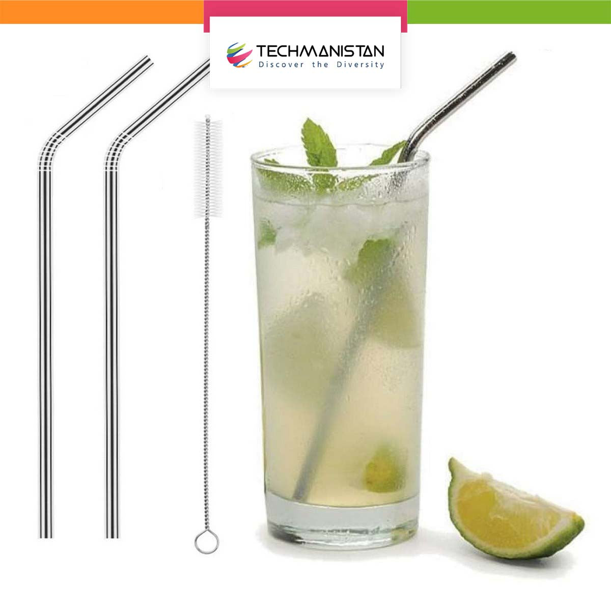 Stainless Steel Reusable Drinking Straws with Cleaning Brush