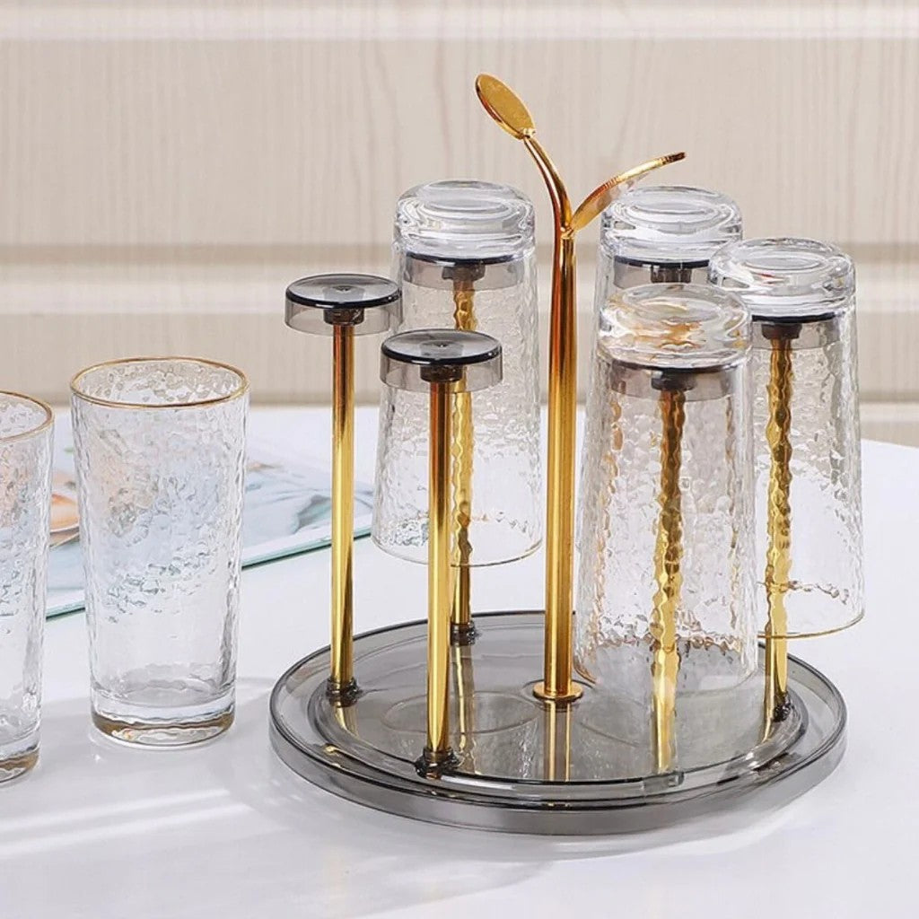 Rotating Bottle Drying Rack Glass Cup Holder