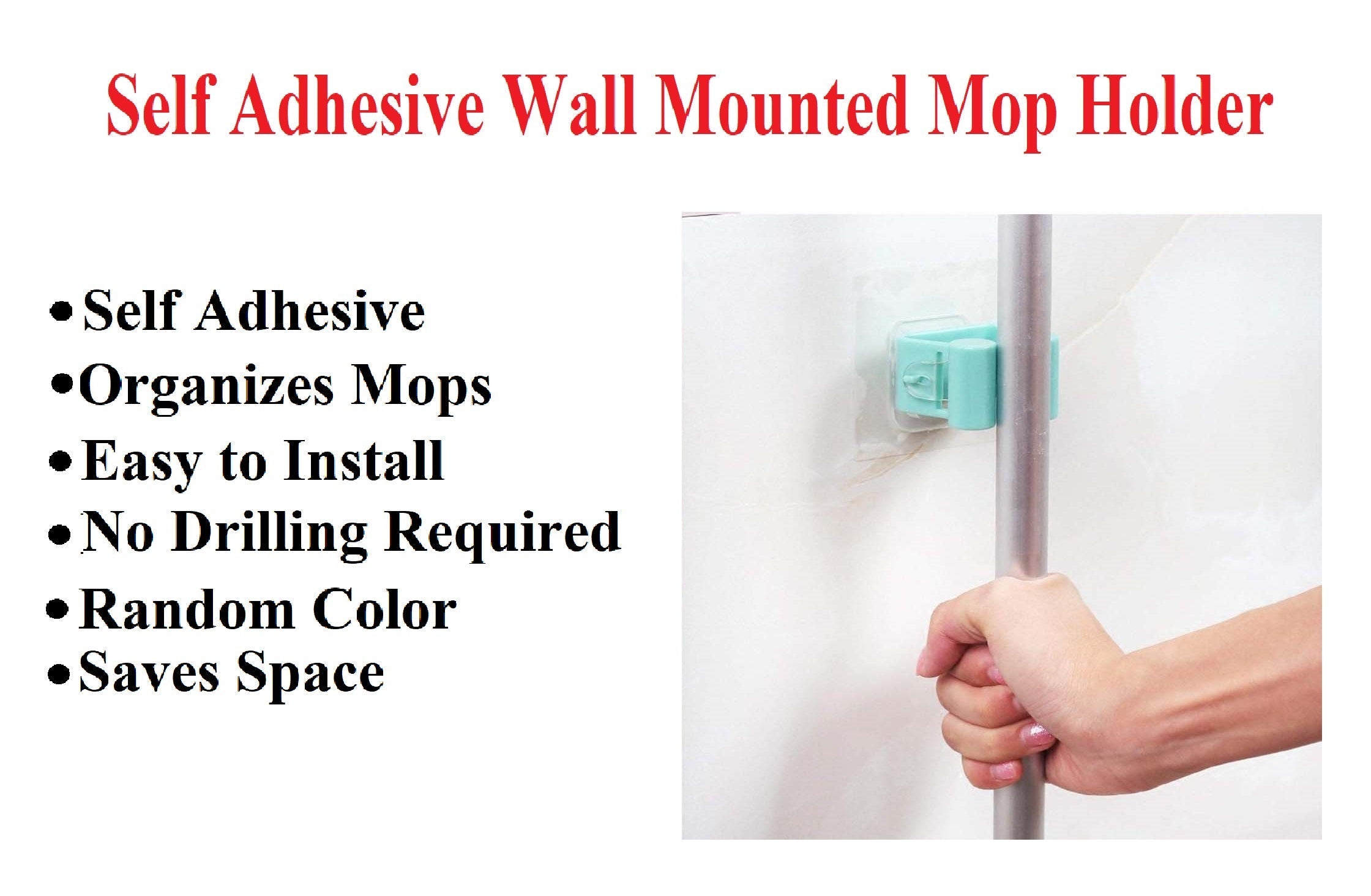Random Color Self Adhesive Wall Mounted Mop Holder