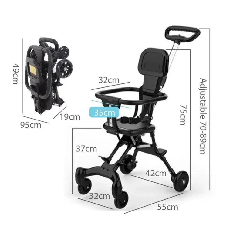 Baby Stroller, Foldable Four-wheeled Child Stroller, Lightly and easly Foldable Child Stroller, Suitable For 1-5 Years Old High Landscape Auxiliary Baby Artifact