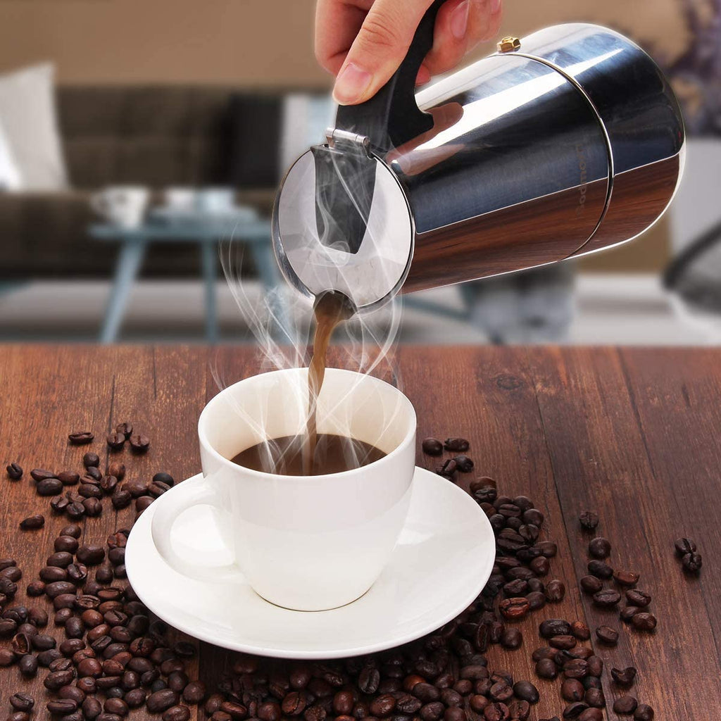 Stainless Steel Stovetop Mocha/Moka Coffee Maker - 6 Cups/300ml