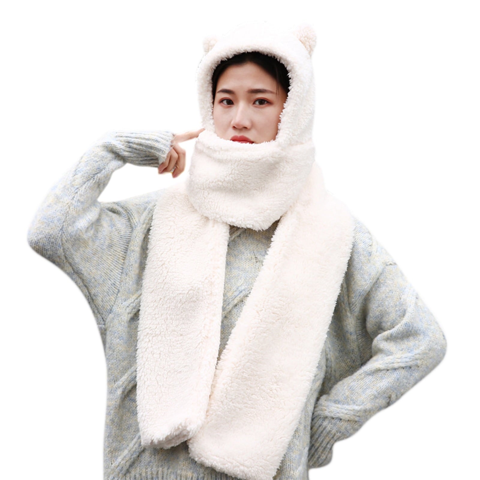 Winter Faux Fur Plush BearHood Scarf Hat & Gloves Set – Warm Winter Accessories Pakistan